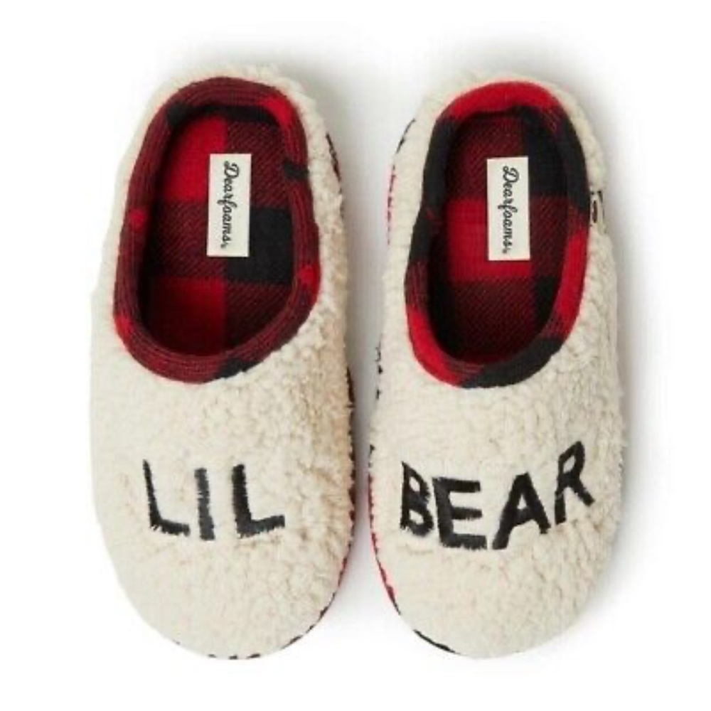 Lil Bear Dearfoams Kids Plush Slippers Size 7-8